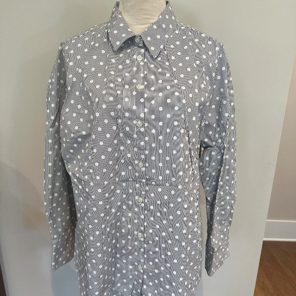 Ann Taylor Black and White Polka Dot Button Down Shirt - Picture 1 of 4